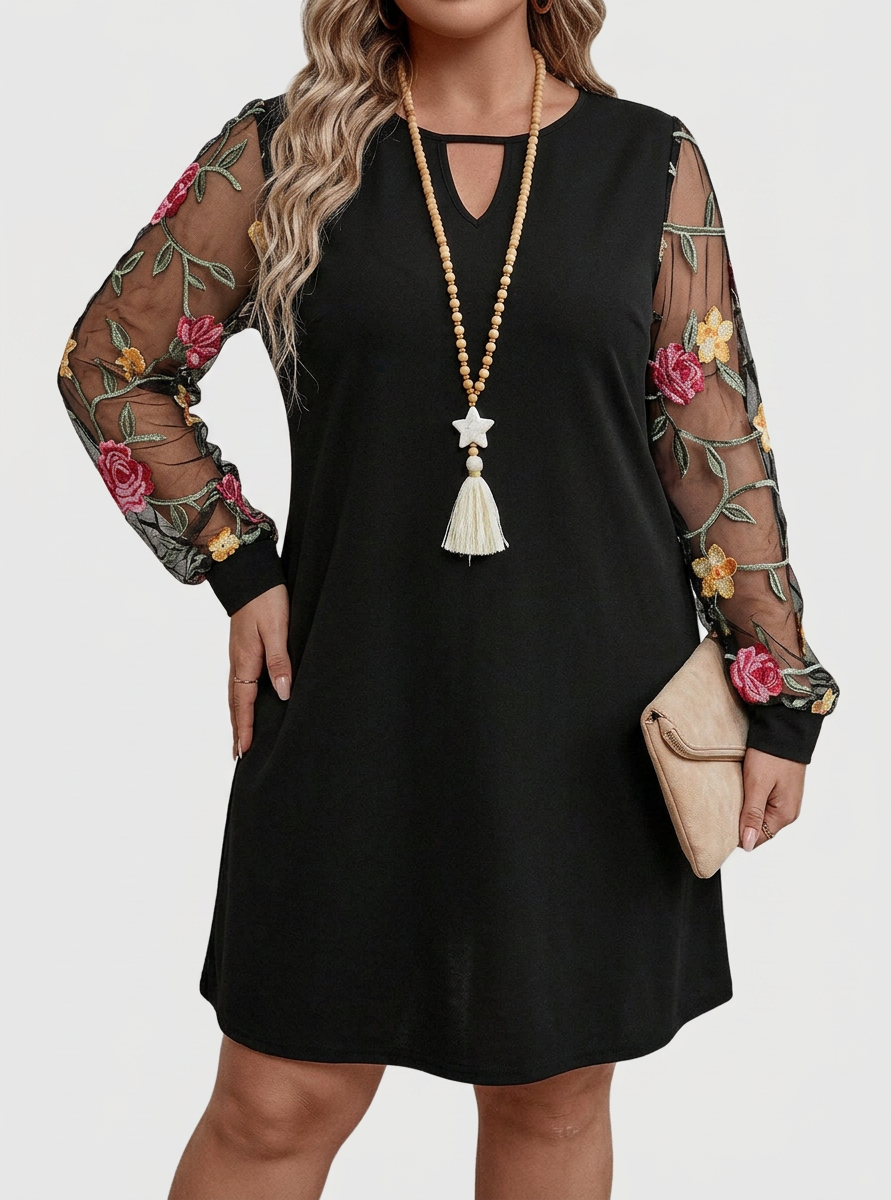 tamsin mini dress Women's V-Neck Floral with Sheer Long Sleeves for Celebrations and Late Nights – Curve & Bloom Africa Bloom Size CN/US:XL / 10~14 Chocolate Brown Satin Maxi the strapless bodice sculpts