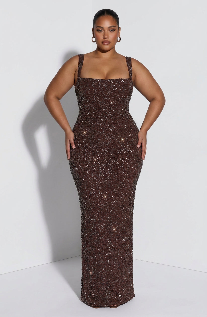Women's Maxi Dress with Lace-Up Back for Cocktail Events