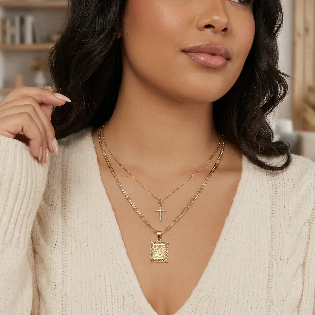 Seraphina Initial Necklace Set | Gold