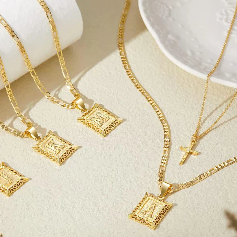 Seraphina Initial Necklace Set | Gold