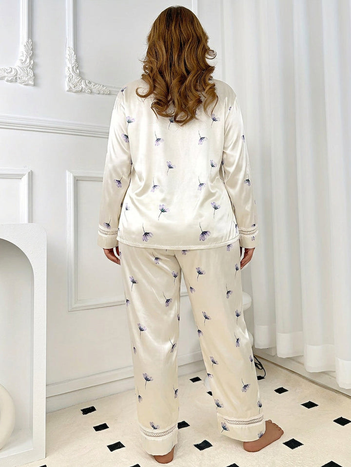 Bria | Lace-Trimmed Floral Pajama Set