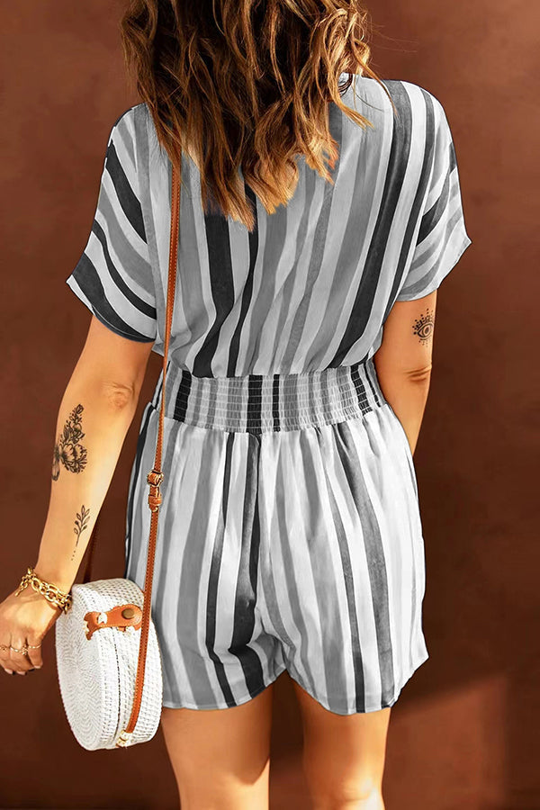 Perdita - Love for A Lifetime Striped Button Romper