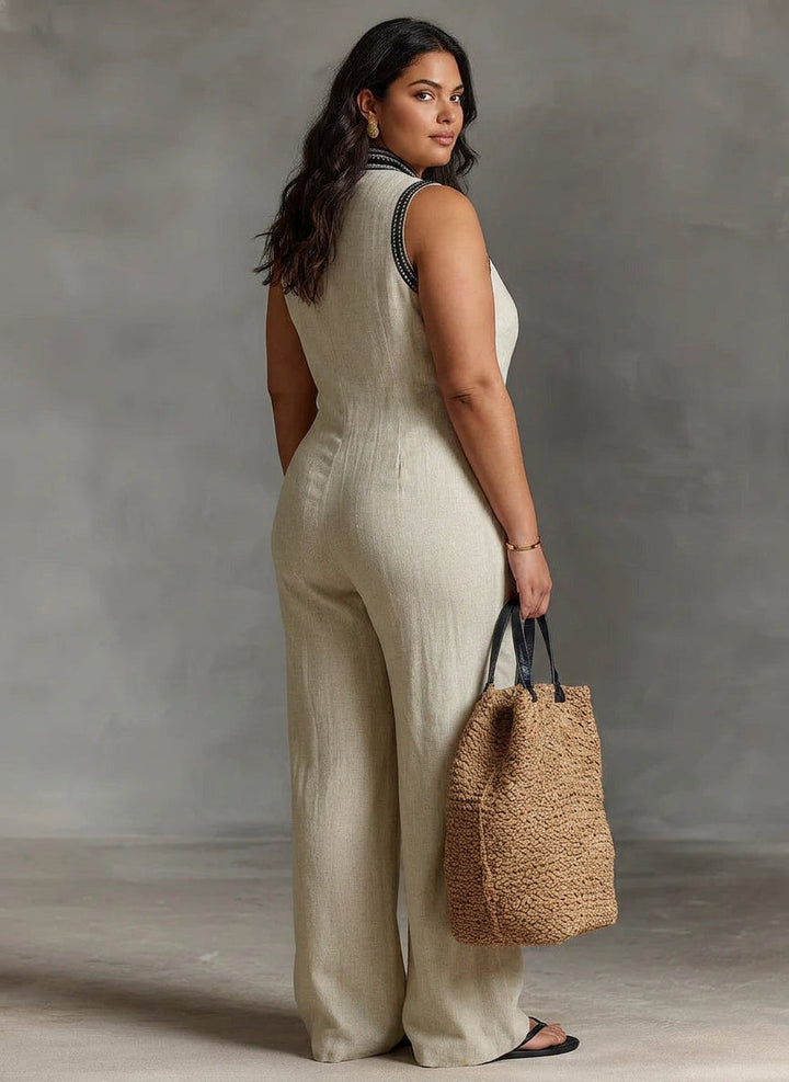 Wynne - Embroidered Linen Jumpsuit