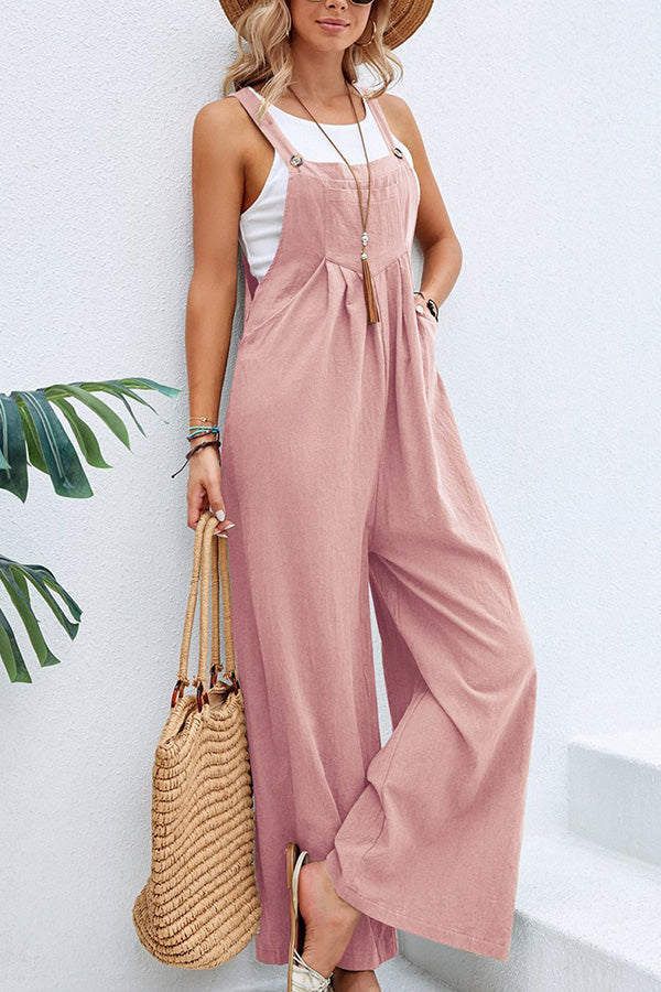 Ilse - Solid color casual suspenders overalls