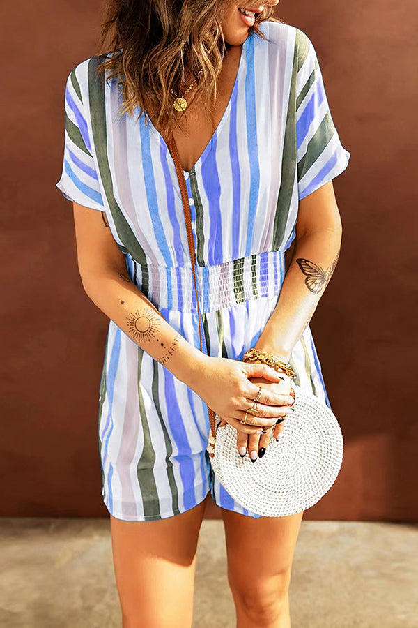 Perdita - Love for A Lifetime Striped Button Romper