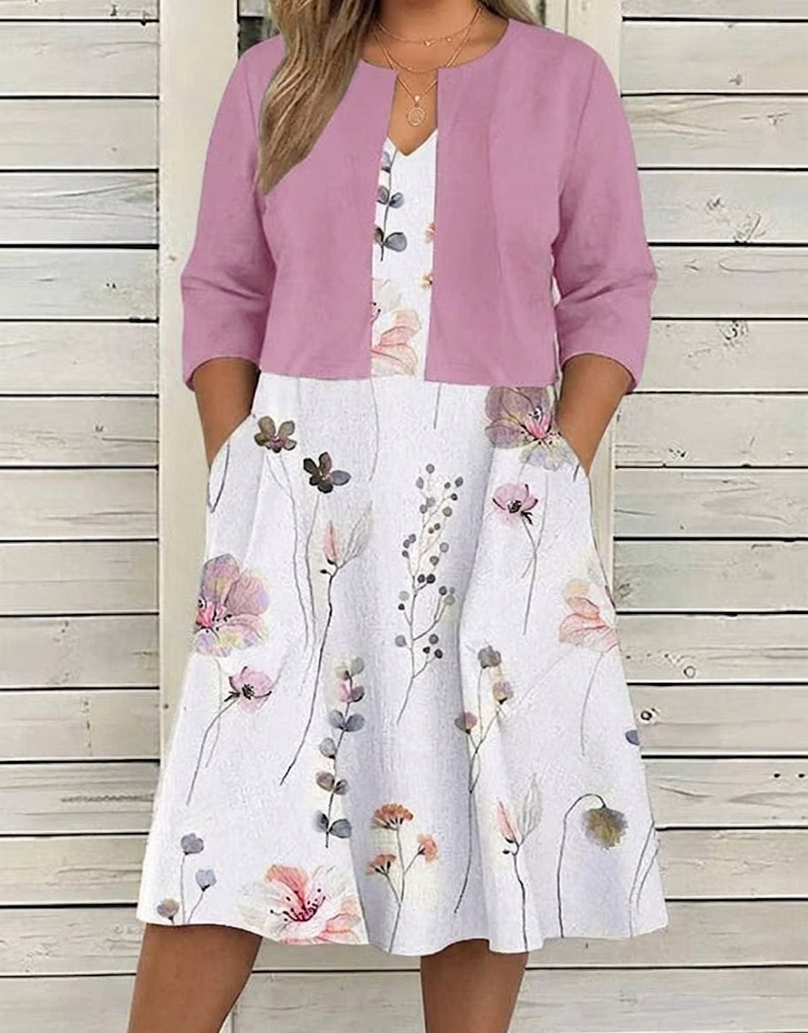 Zora - Floral Dress Two-Piece Set
