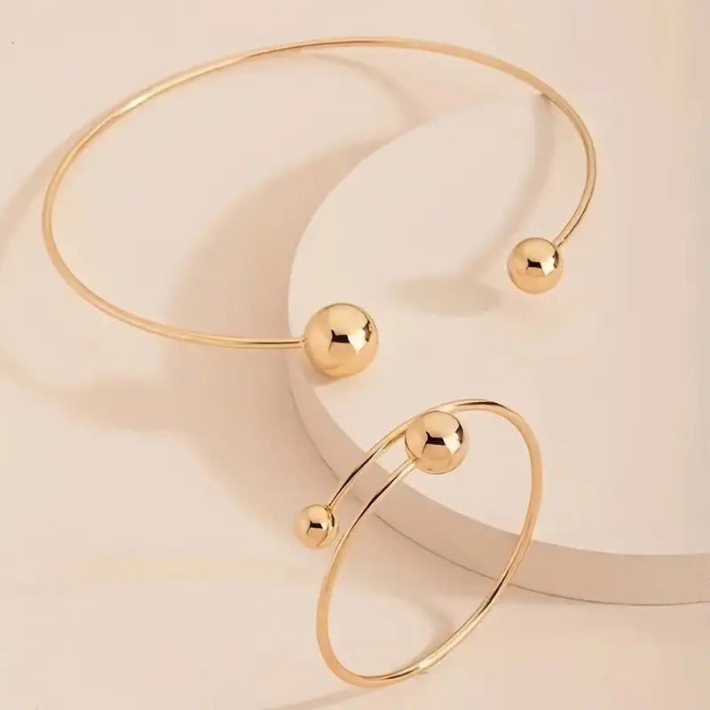 Rui Glow Collar &amp; Cuff Bracelet Set | Gold