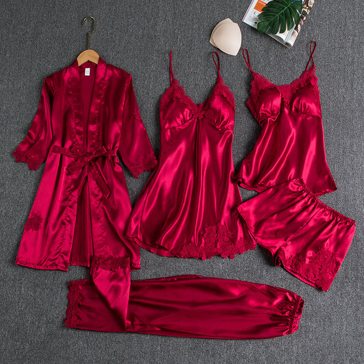 Selma | 5-Piece Silk Lace Nightwear Set