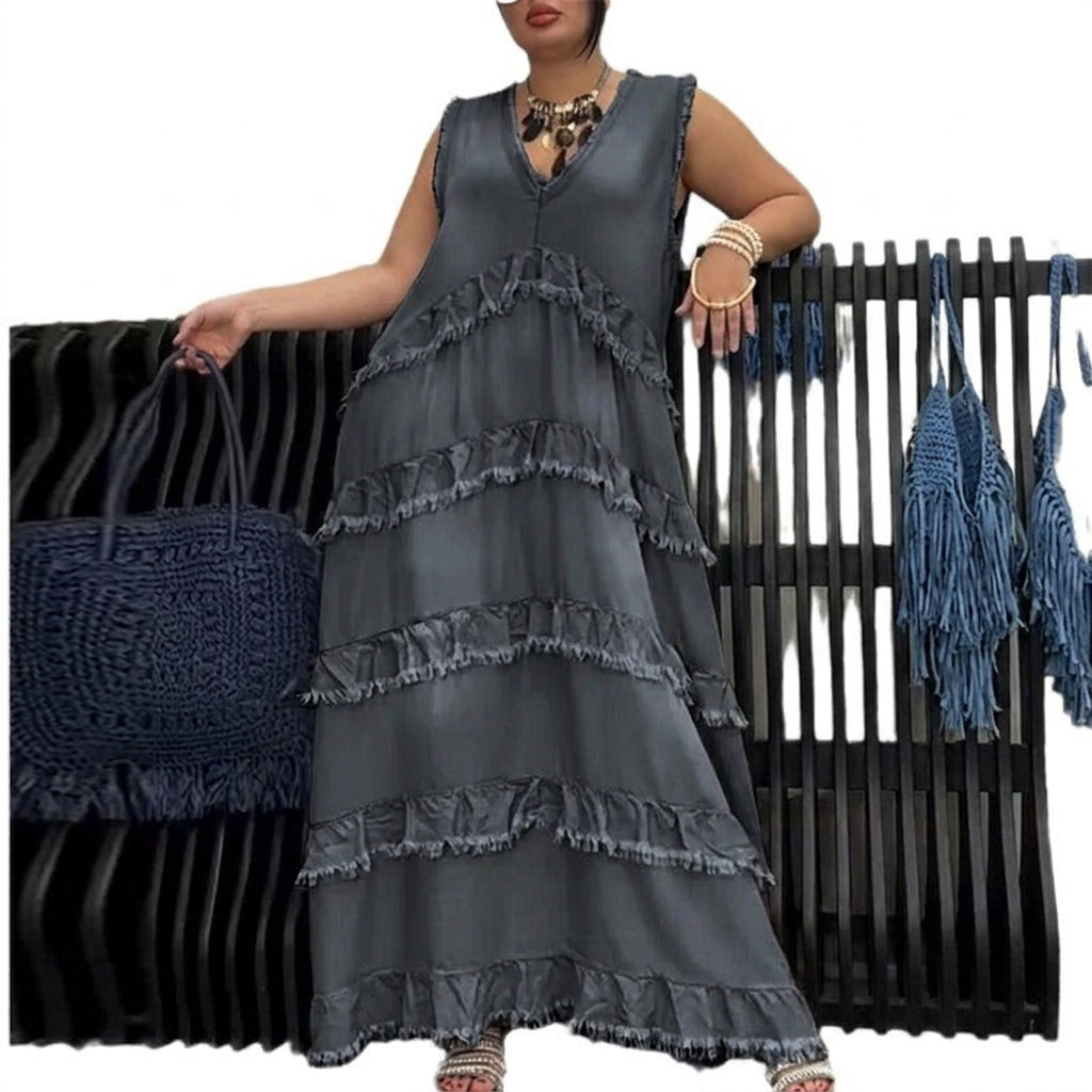 Ingrid Raw-edge Denim Dress