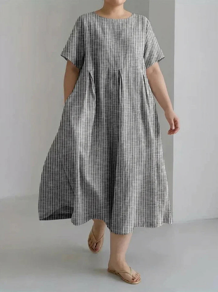 Laisa | Ladies Casual With Retro Stripe Design Loose Dress