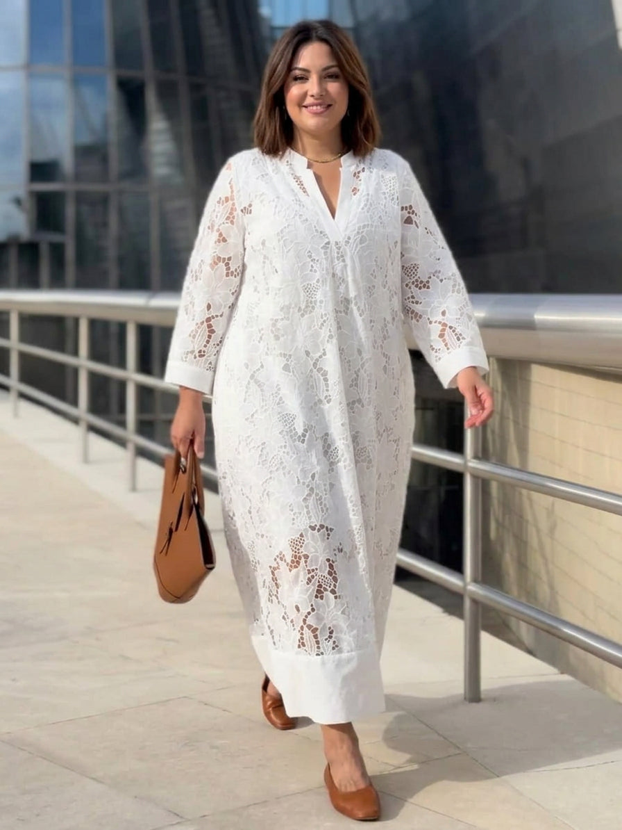 Persephone | Beach Glam Flower V-Neck Midi Dress