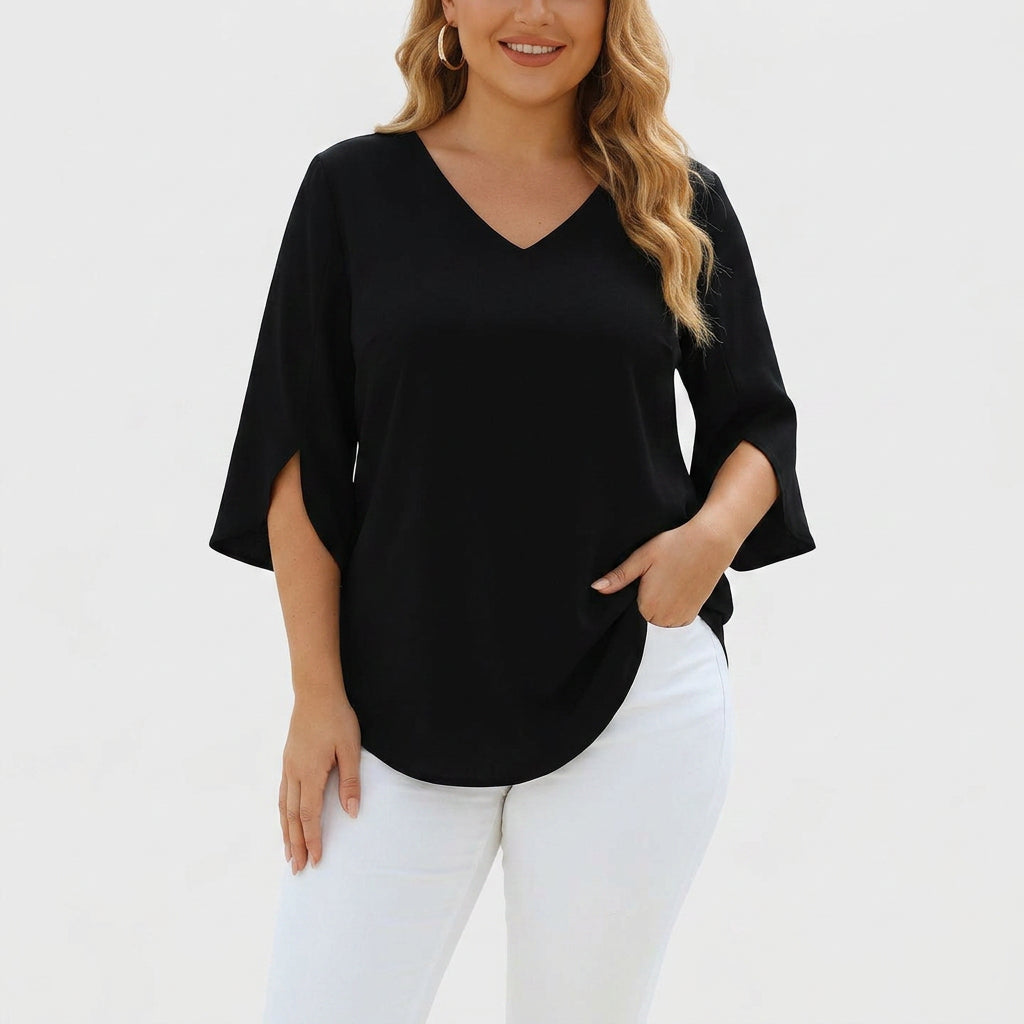 Solene | Sophisticated V-Neck Blouse