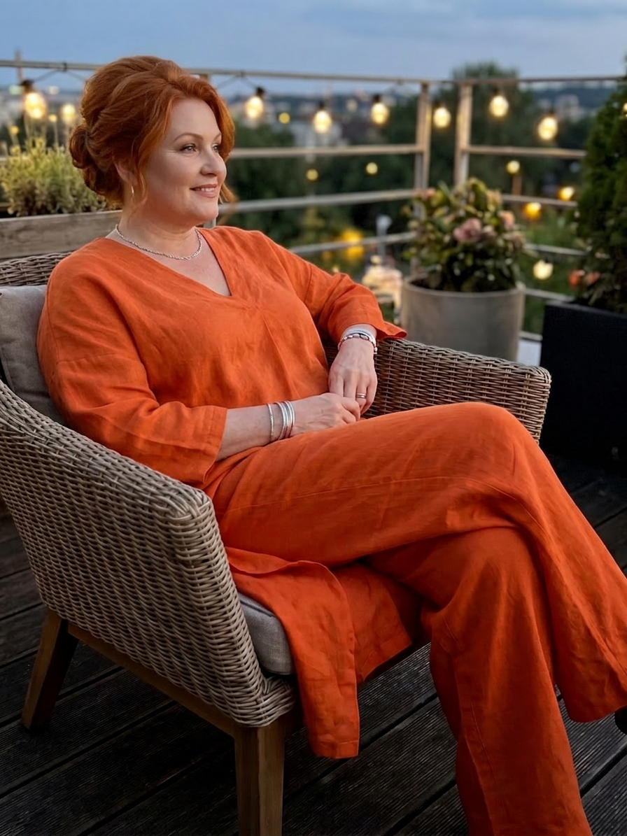 Juna | Loose Tunic Top Wide Leg Pant Set