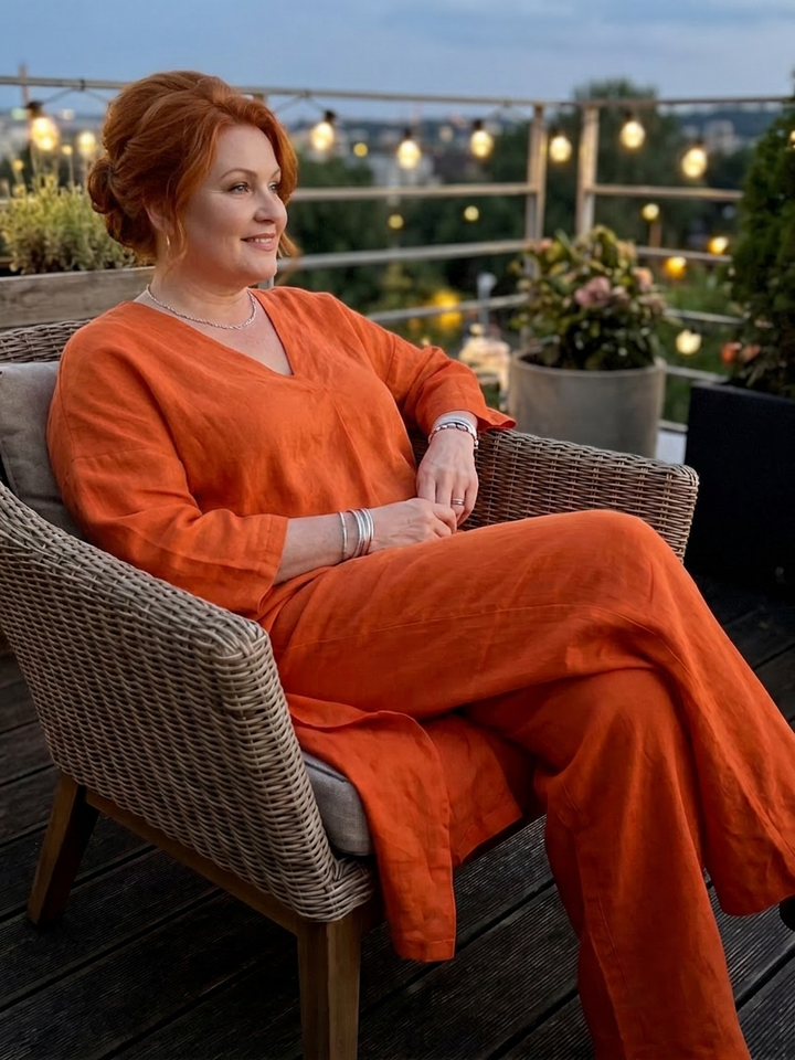 Juna | Loose Tunic Top Wide Leg Pant Set