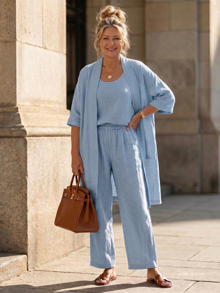 Evadne | Three Piece Relaxed Top Pant Set