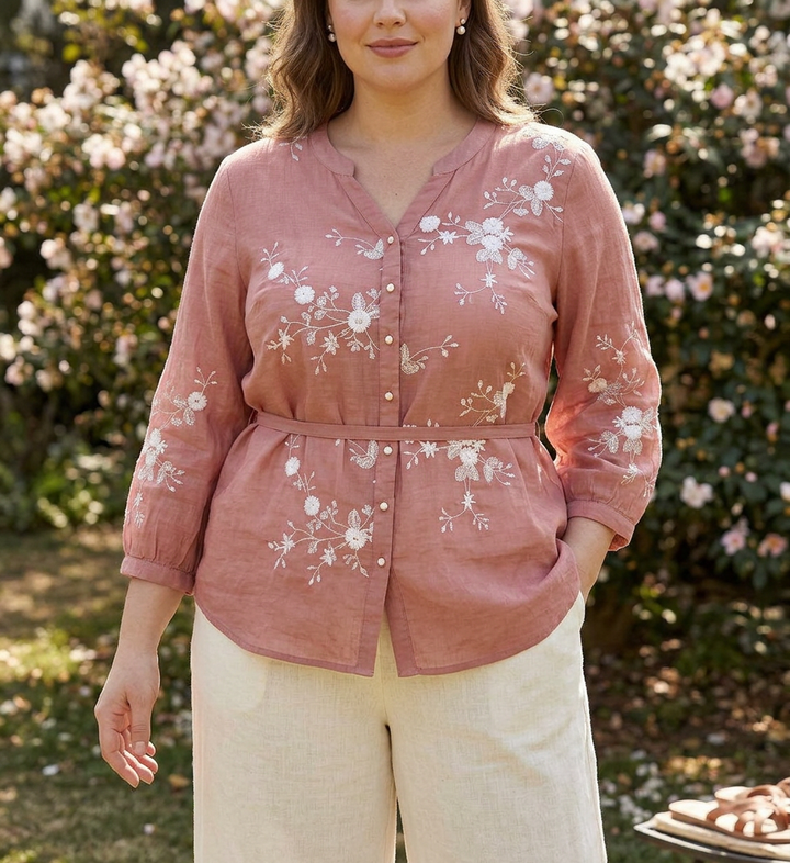 Daria - Pure Cotton Embroidered Shirt