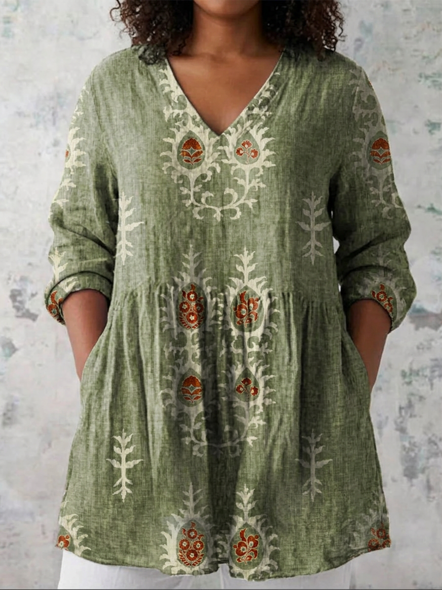 Ila | Long Blouse with V-Neck