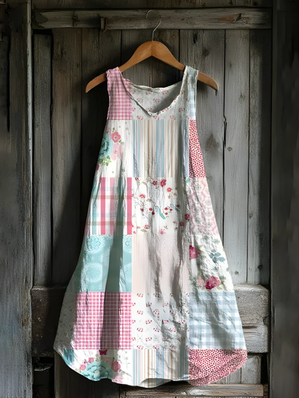 Nadia - Cottage Patchwork Art Tank Dress