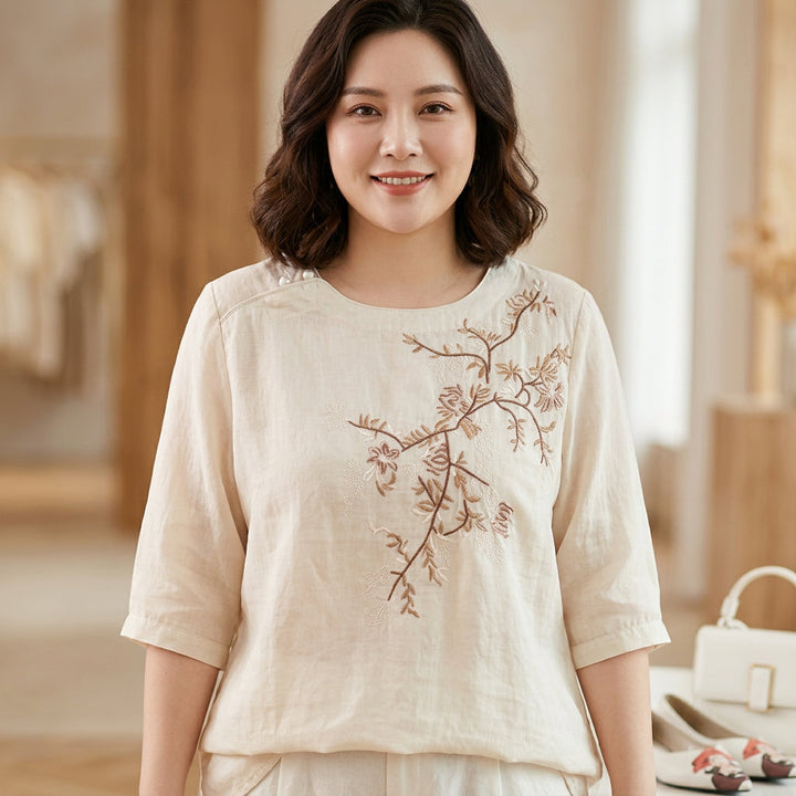 Isadora - Pure Cotton Embroidered Womens Top