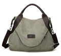 Lake blue canvas shoulder bag with contrast handles
