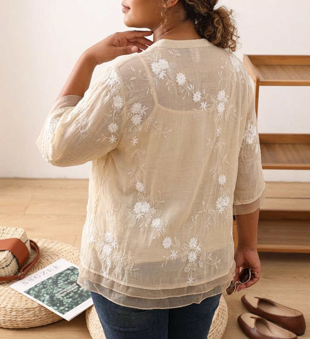 Daria - Pure Cotton Embroidered Shirt
