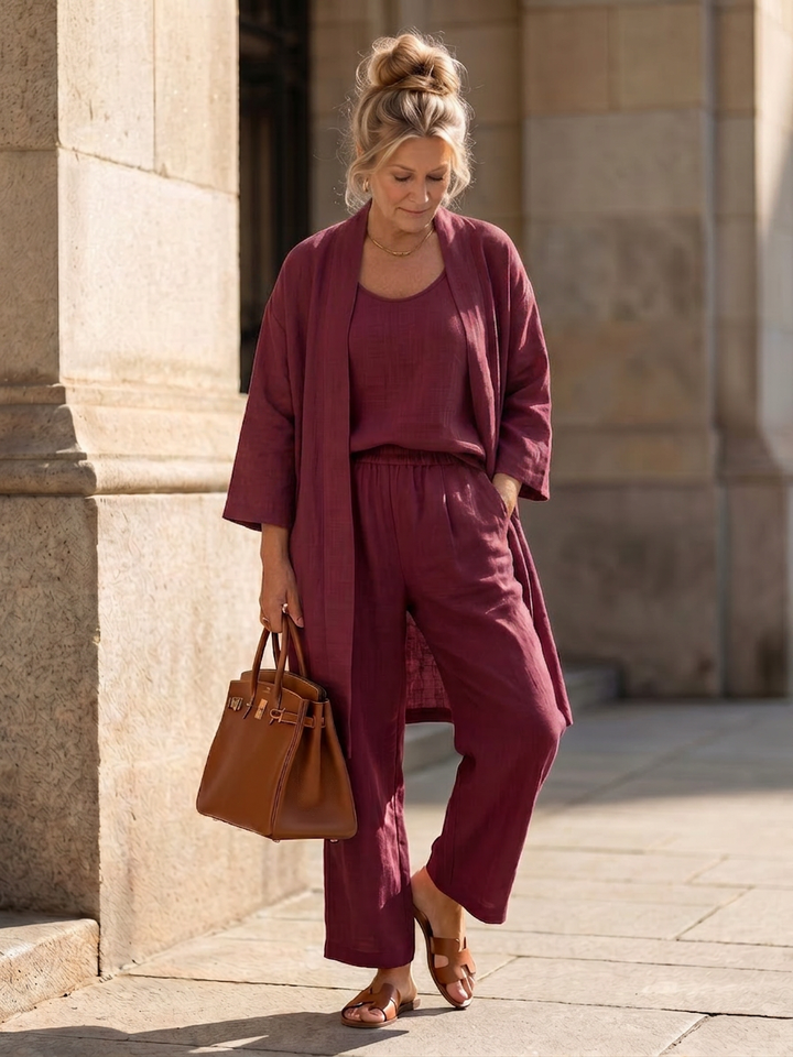 Evadne | Three Piece Relaxed Top Pant Set