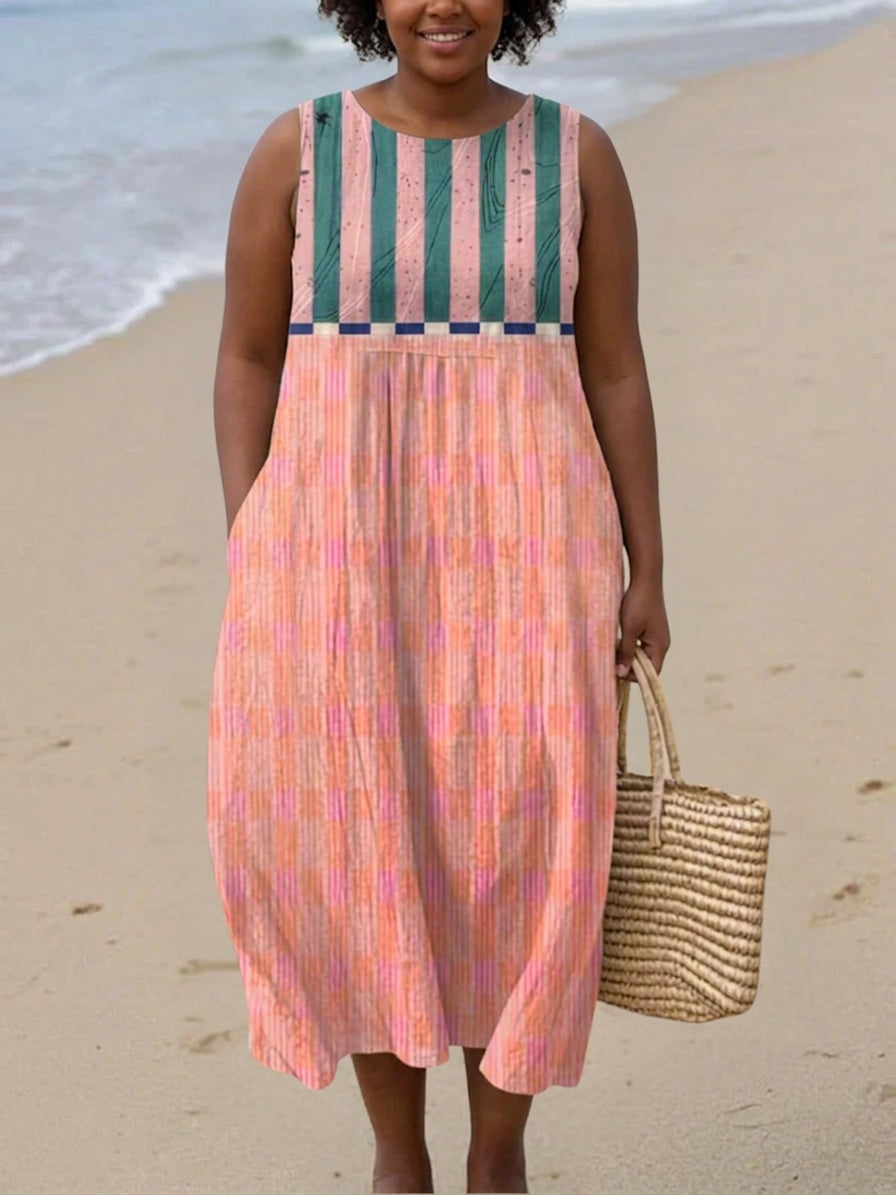 Vienne Striped Pastel Midi Dress