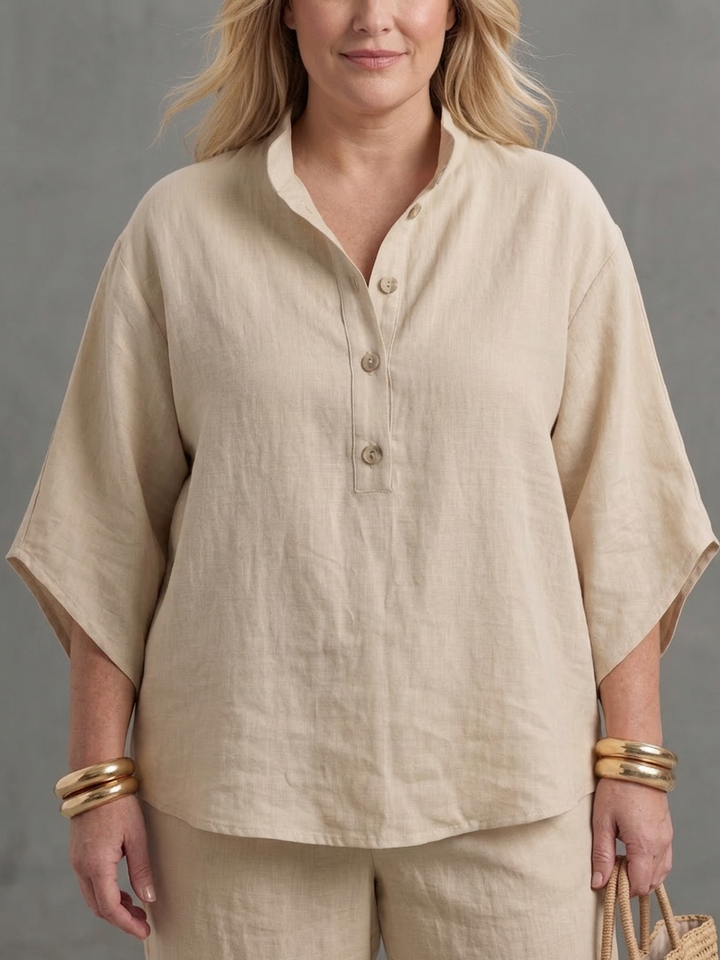 Eleni | Button Front Relaxed Tunic Pant Set