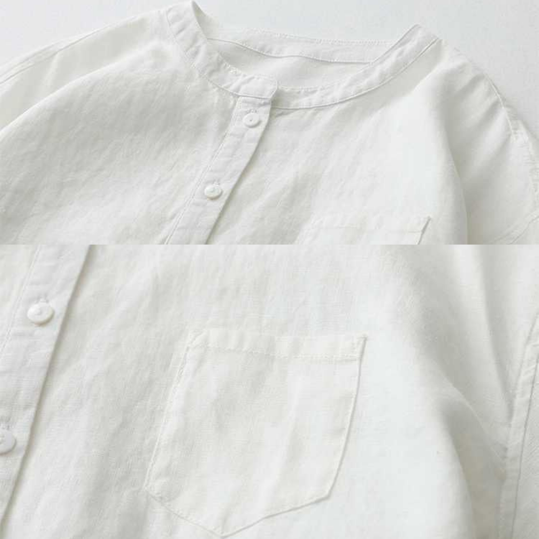 Cataleya - Classic Pure Cotton Plain Shirt With Pocket