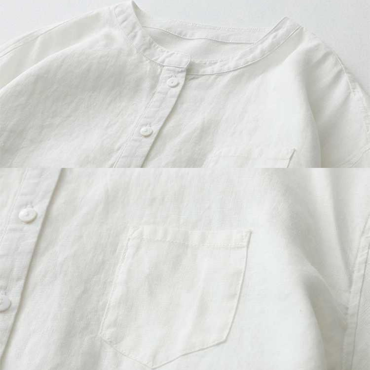 Cataleya - Classic Pure Cotton Plain Shirt With Pocket