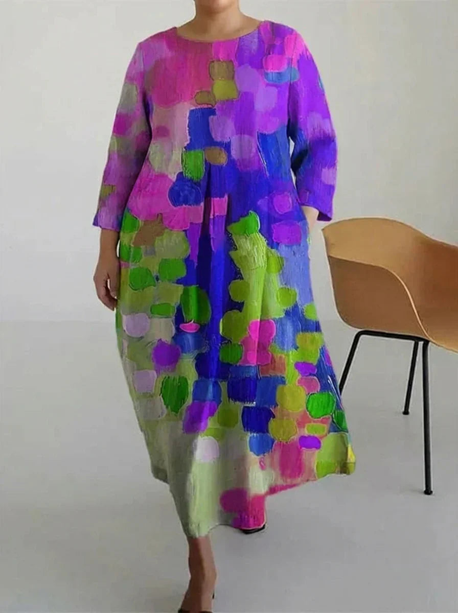 Vael | Casual Oil Art Flory Print Dress