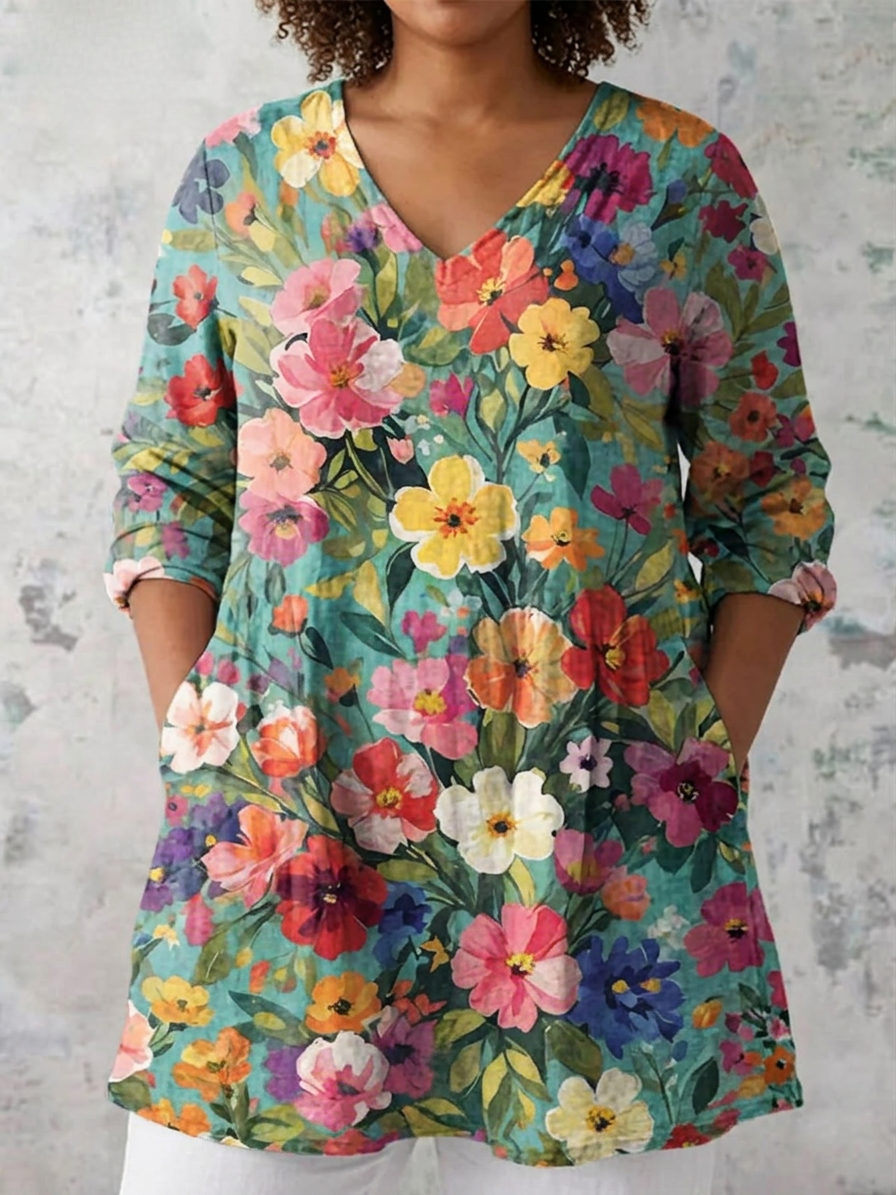 Greer | Long Blouse with V-Neck