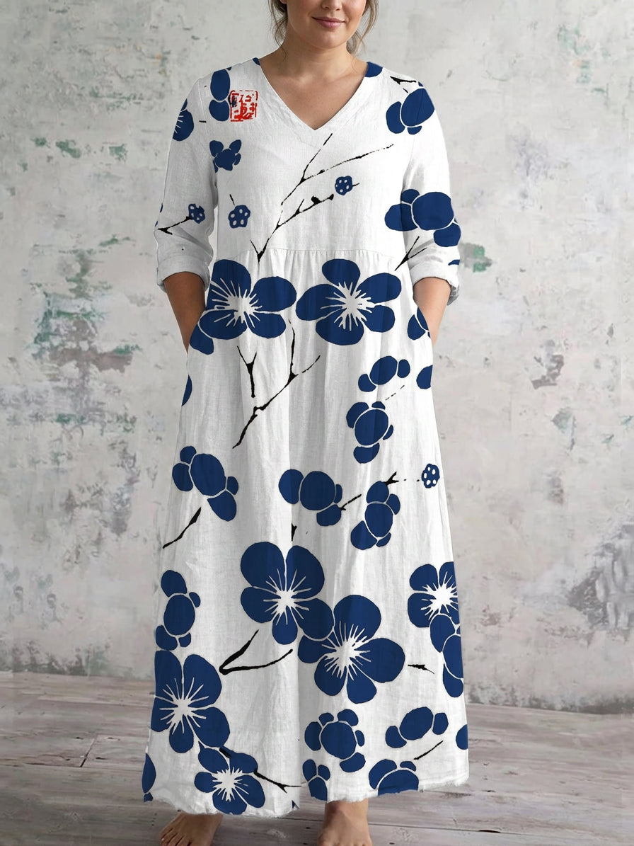 Cerys | Indigo Blossom Maxi Dress