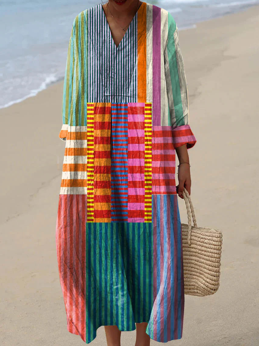 LUCIENNE | MULTICOLOR PATCHWORK MAXI DRESS