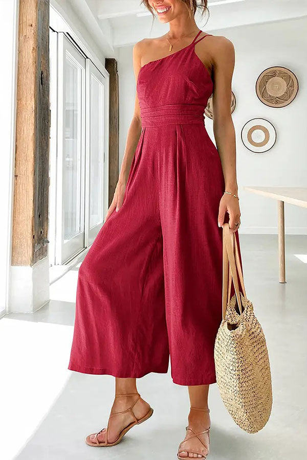 Shiloh - Sexy Sling Waist Pocket Straight Sleeveless Jumpsuit