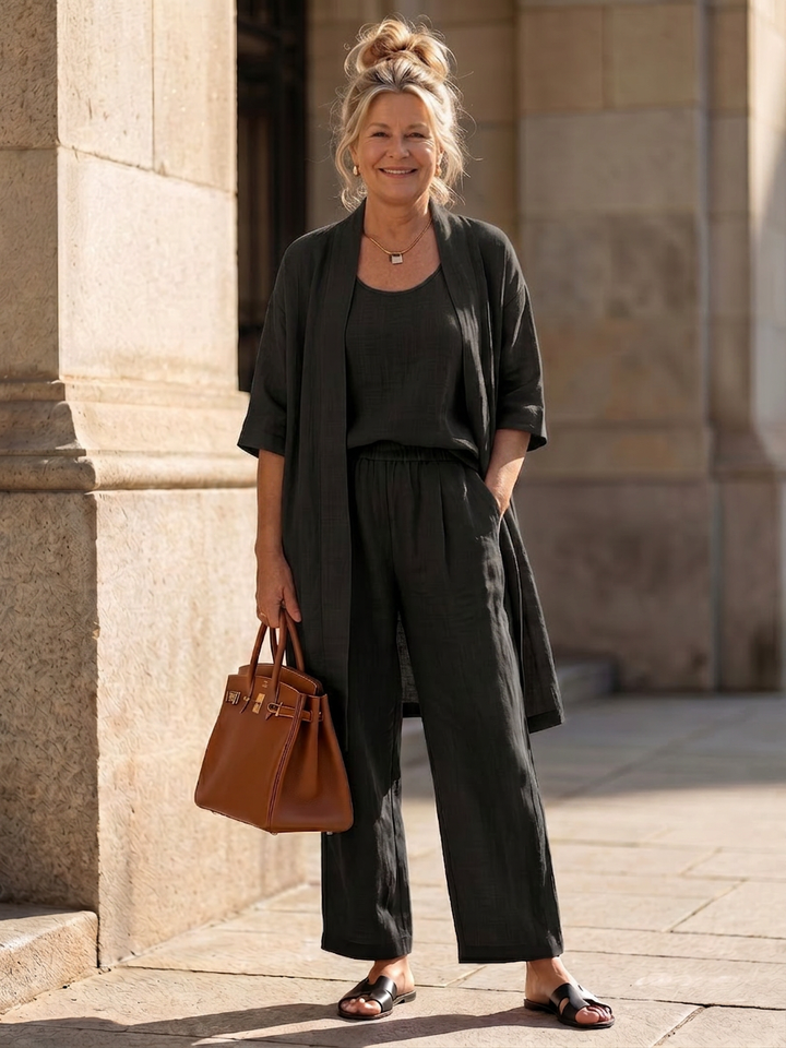 Evadne | Three Piece Relaxed Top Pant Set