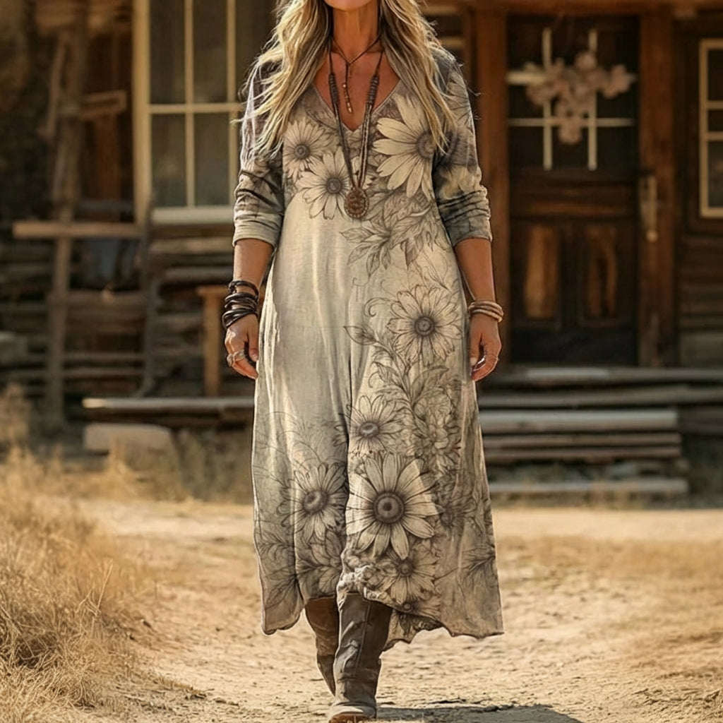 Juna | Vintage-Inspired Long Sleeve Casual Dress