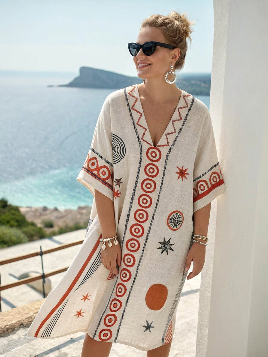 Mika | Coastal Geometric Embroidered Mini Dress