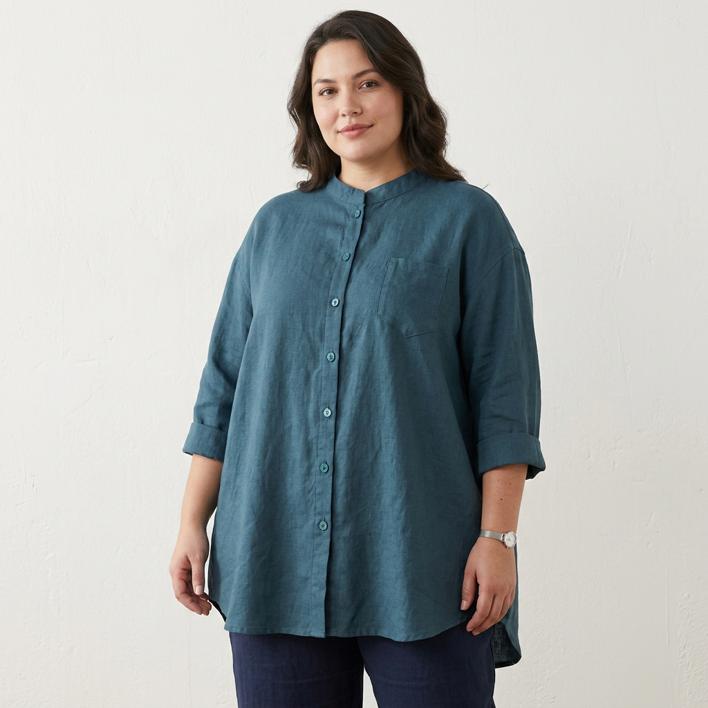 Cataleya - Classic Pure Cotton Plain Shirt With Pocket