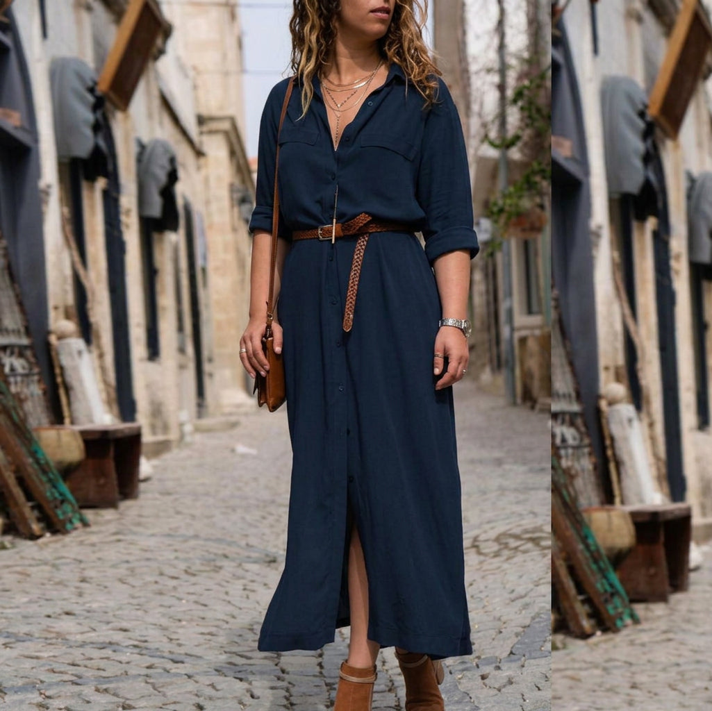 Lark Long Sleeve Belted Dress: Elegant Feminine Silhouette