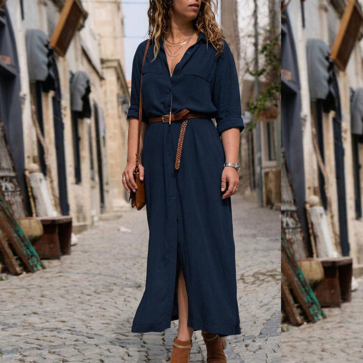Lark Long Sleeve Belted Dress: Elegant Feminine Silhouette