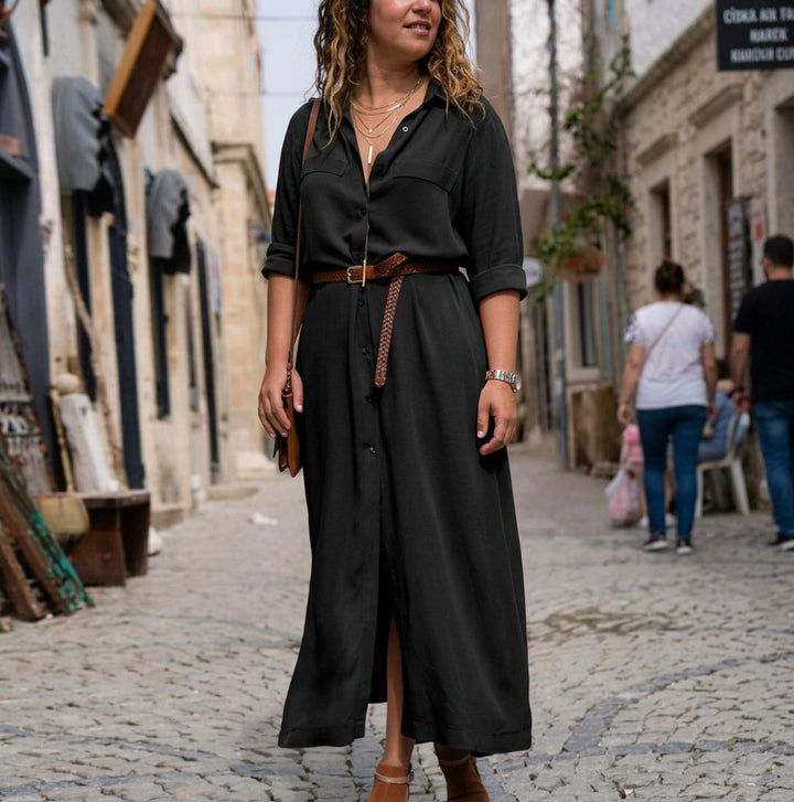 Lark Long Sleeve Belted Dress: Elegant Feminine Silhouette