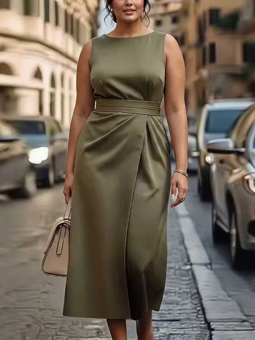 Freya | Olive Luxe Midi Dress