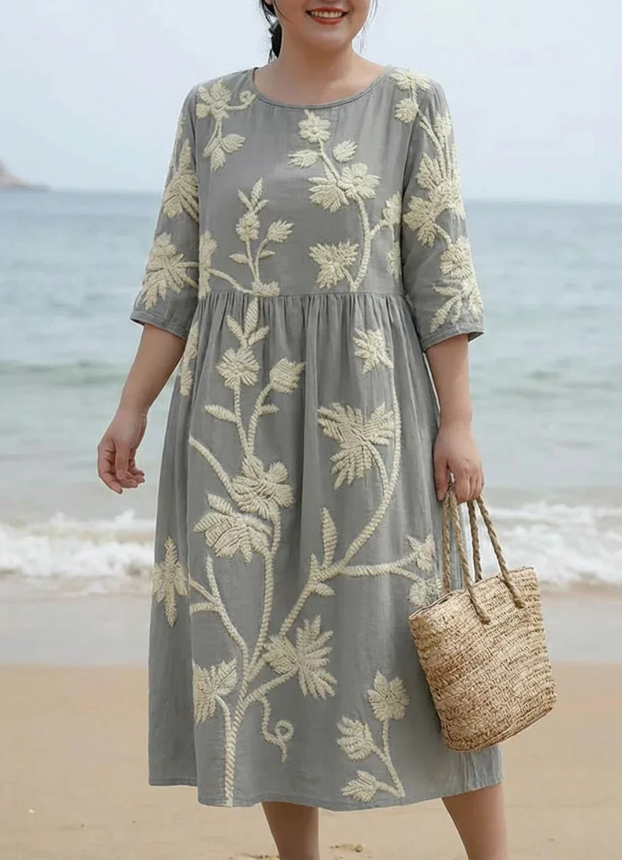 Jessamine | Plant &amp; Flower Print Midi Dress