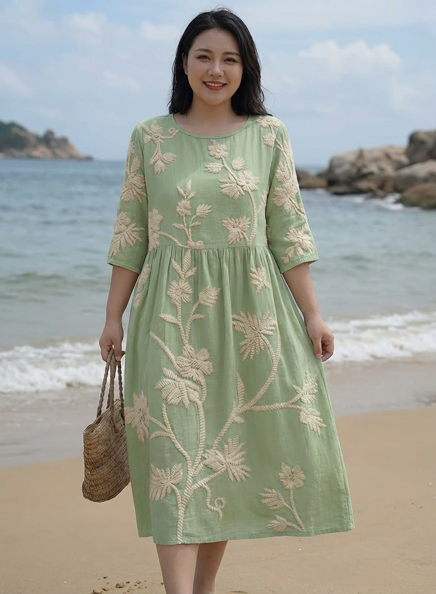 Ines | Plant &amp; Flower Print Midi Dress