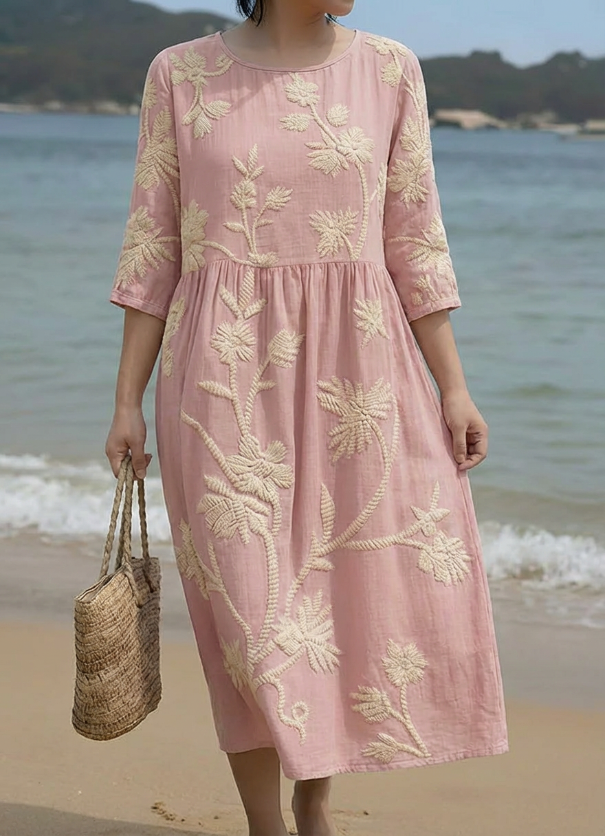 Yasmin | Plant &amp; Flower Print Midi Dress