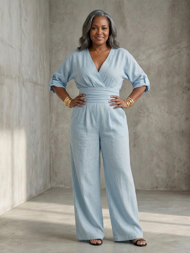 Maeve | Cross Front Wide Leg Jumpsuit