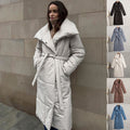Long Padded Coat for Women, Warm Lace-Up Thick Winter Jacket