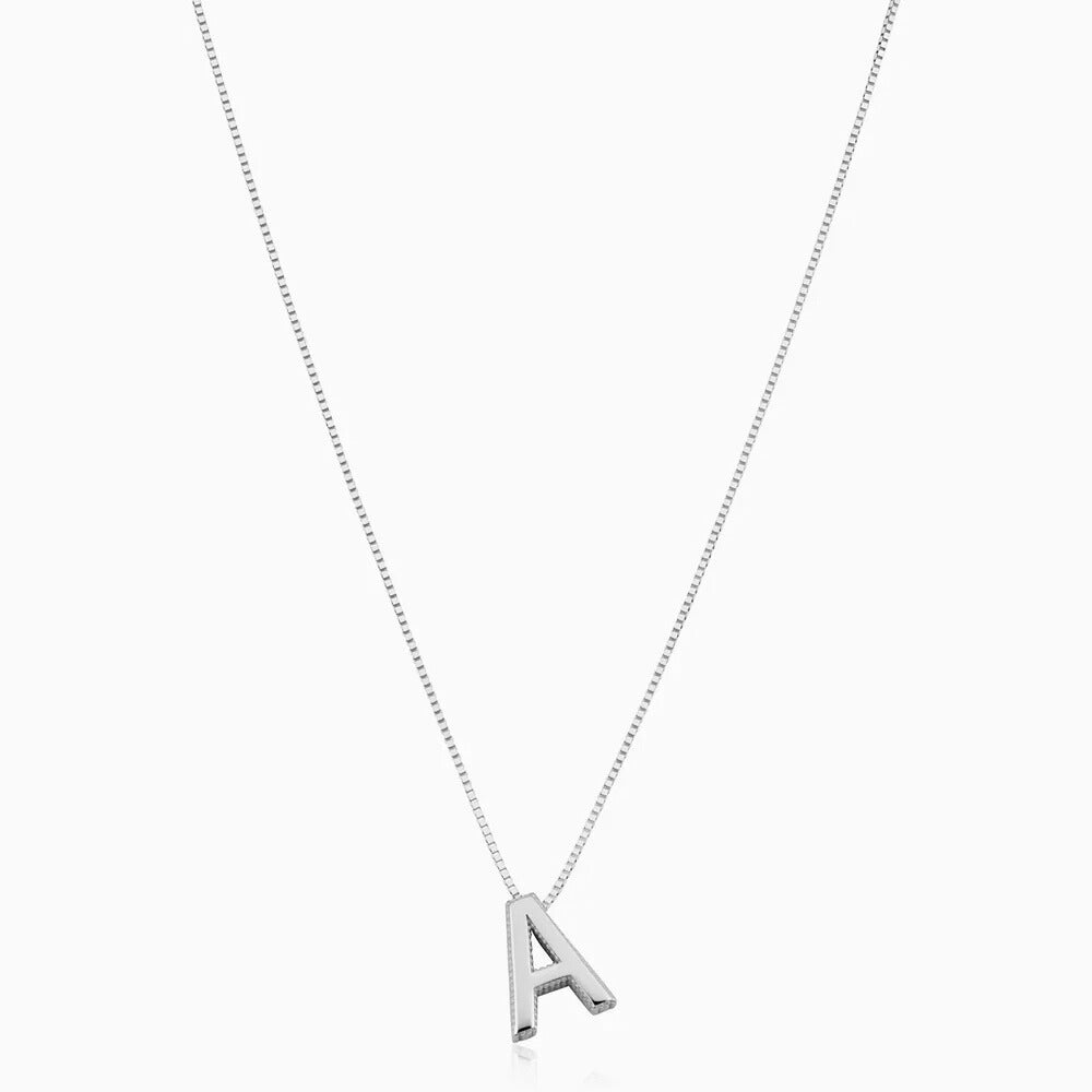 Maia letter initial necklace | White Gold
