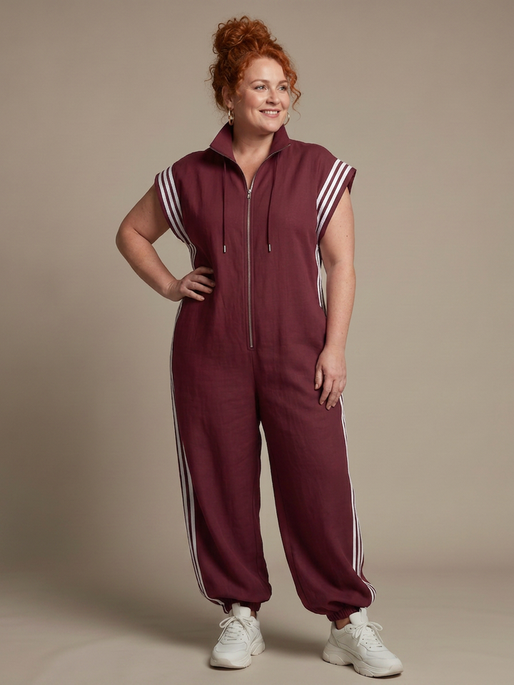 Winslow | Zip Front Stripe Panel Jumpsuit